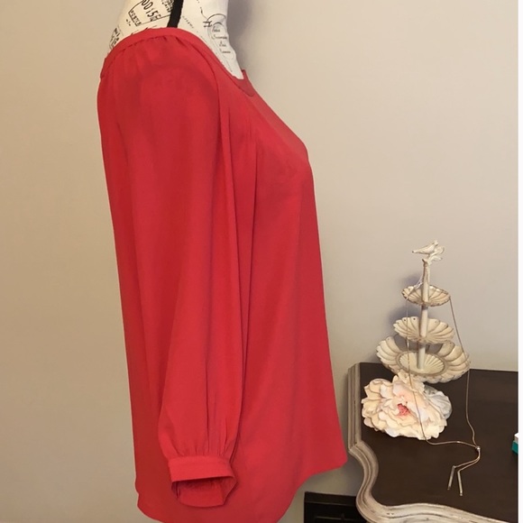 LOFT square neck, coral popover top - Picture 2 of 4